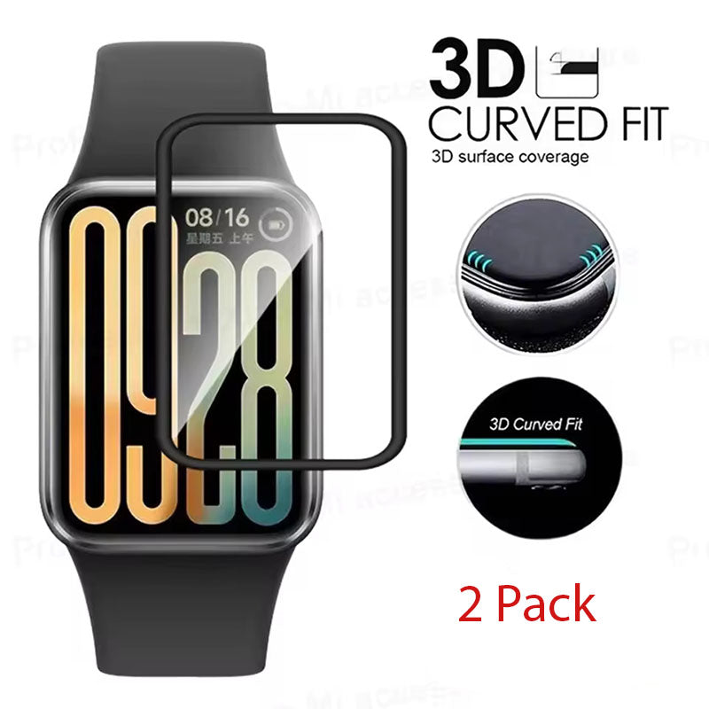3D Protective Film For Xiaomi Band 9 Pro Full Curved Edge Screen Protector - Pack of 2