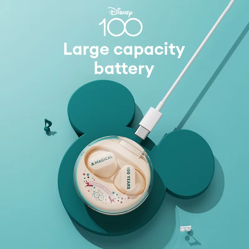 Disney 100th Anniversary Wireless Earbuds – QS-T1 Bluetooth 5.3 HiFi Stereo Earphones, Low Latency Gaming Headphones – Limited Edition (Random Color)