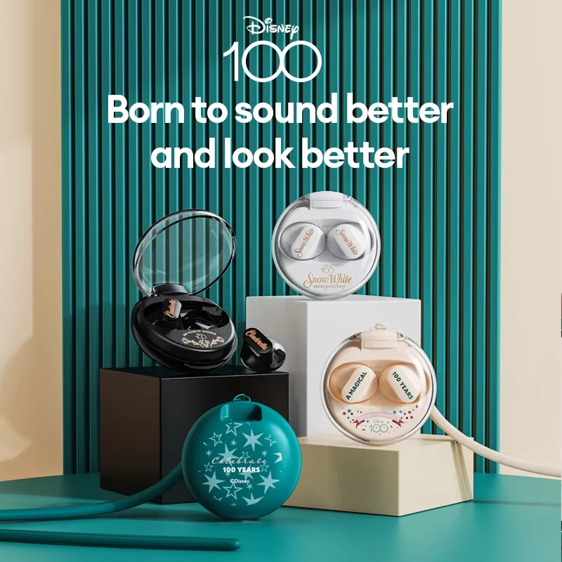 Disney 100th Anniversary Wireless Earbuds – QS-T1 Bluetooth 5.3 HiFi Stereo Earphones, Low Latency Gaming Headphones – Limited Edition (Random Color)