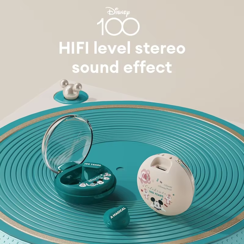 Disney 100th Anniversary Wireless Earbuds – QS-T1 Bluetooth 5.3 HiFi Stereo Earphones, Low Latency Gaming Headphones – Limited Edition (Random Color)