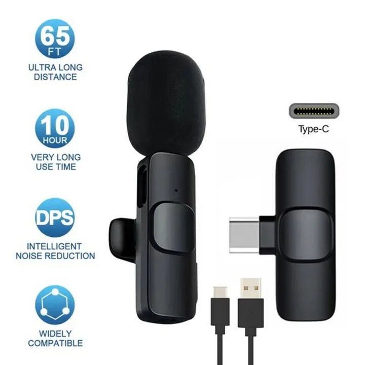 K8 Collar Microphone Mic Plug & Play USB Type C & iOS Wireless