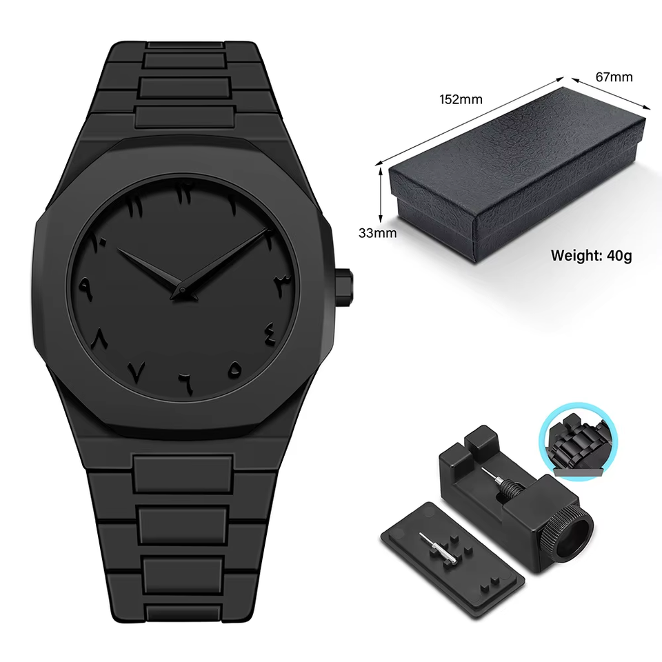 Luxury Quartz Arabic Numerals Wrist Watch for Men – Black Dial