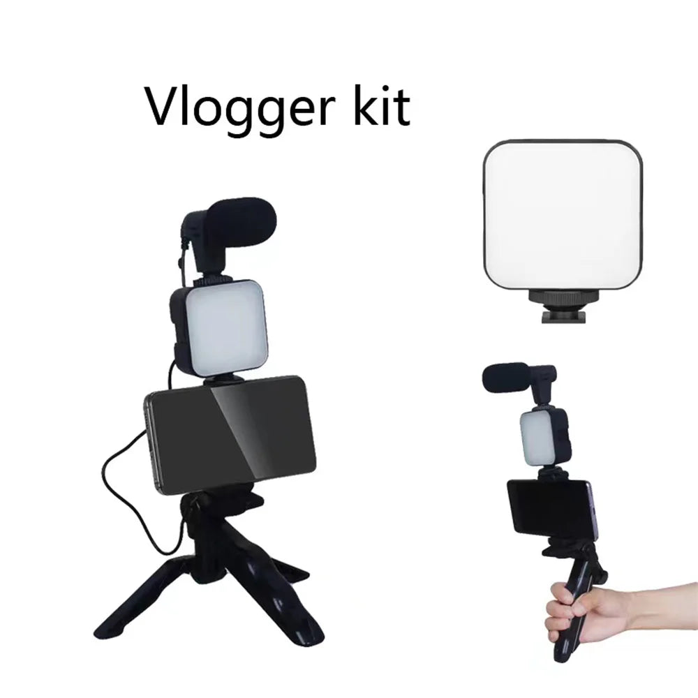 All-in-One Mobile Vlogging Kit with LED Light & Microphone